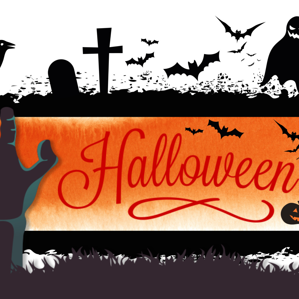 Надпись Хэллоуин на белом фоне