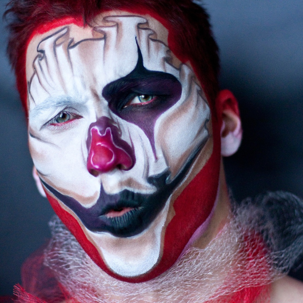 Парень с гримом на лице крупным планом