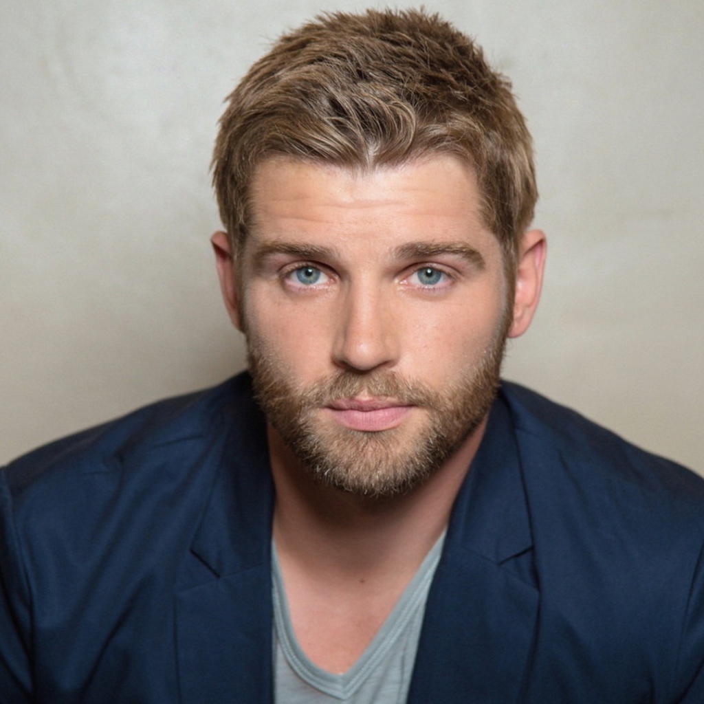 Голубоглазый мужчина, американский актер Майкл Фогель