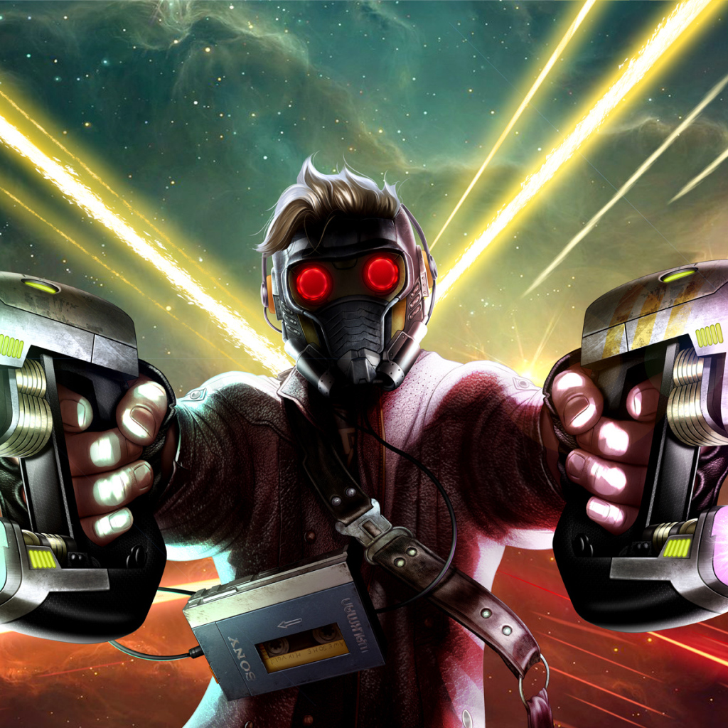 Звездный Лорд с оружием арт