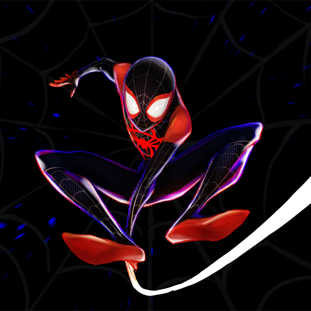 Супергерой Человек паук на фоне паутины