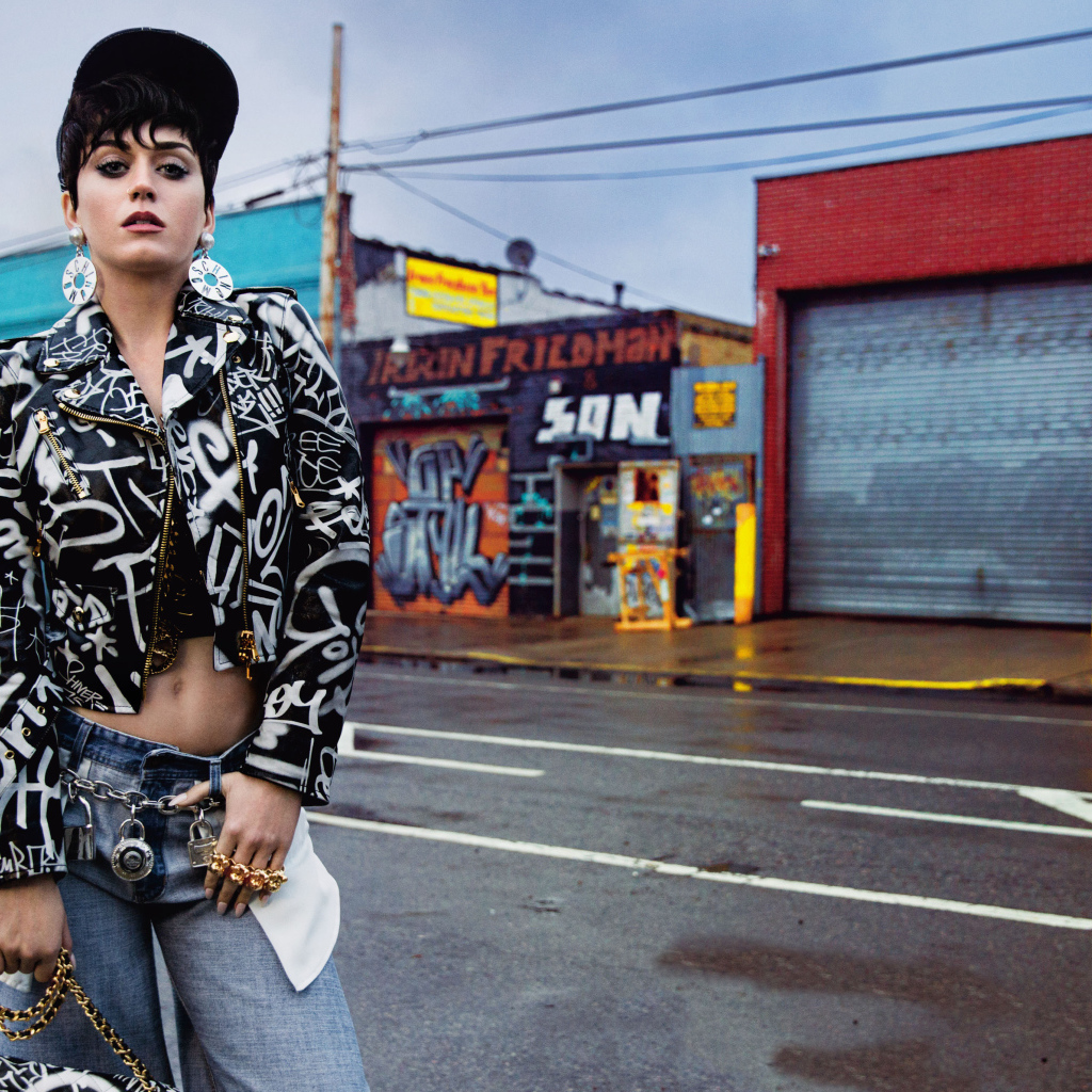 Певица Кэти Перри у дороги 