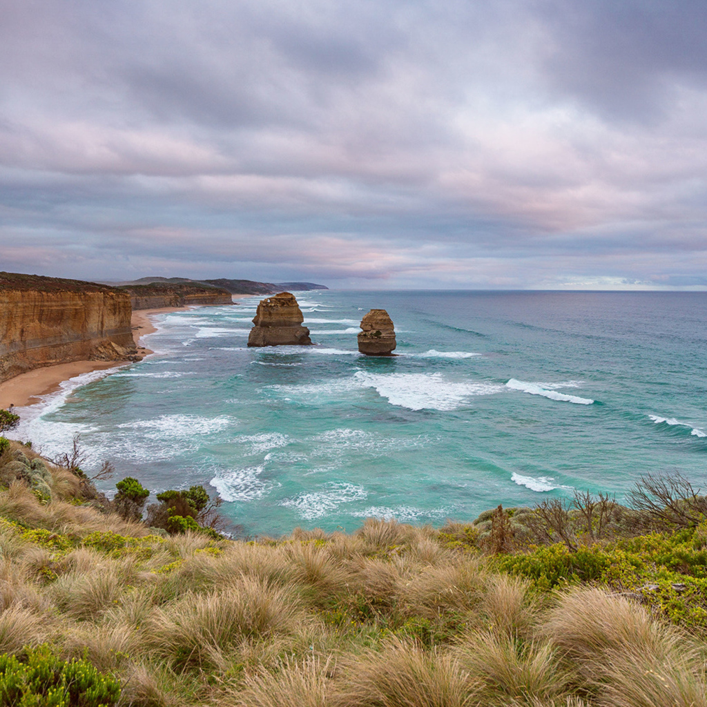 Красивый вид с утеса на морской залив 