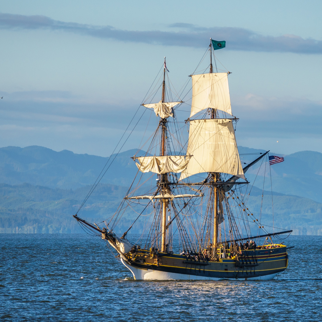 American sailing ship in the bay