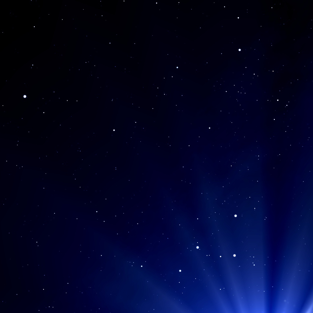 Яркая вспышка с лучами в синем небе со звездами