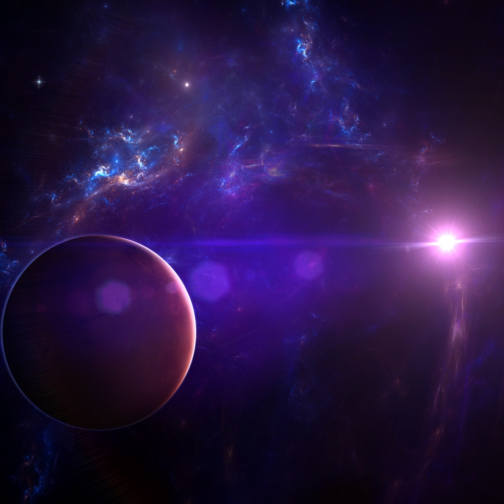 Планета в голубой звездной галактике
