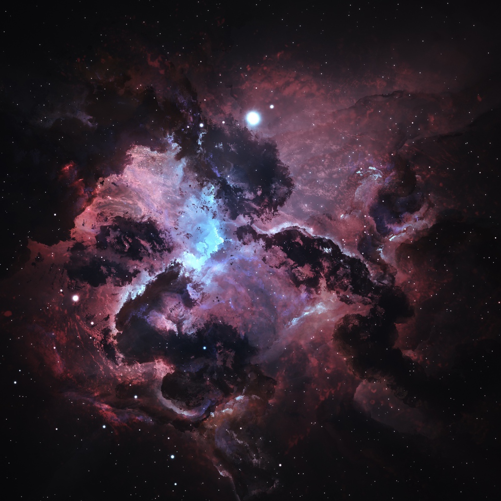 Звездная разноцветная туманность  в космосе 