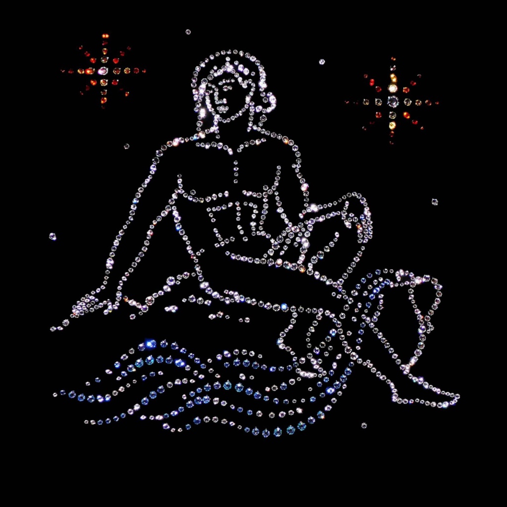 Блестящий знак зодиака водолей  на черном фоне