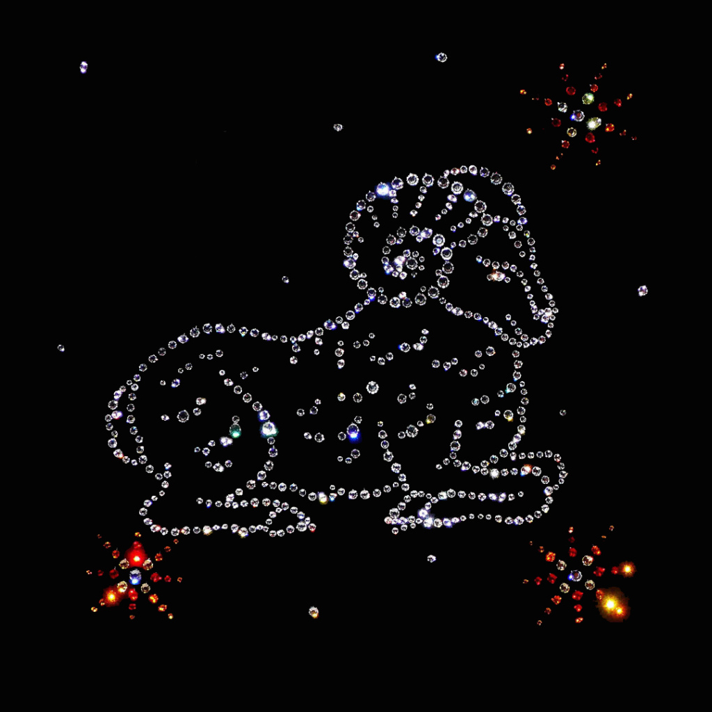 Блестящий знак зодиака овен на черном фоне