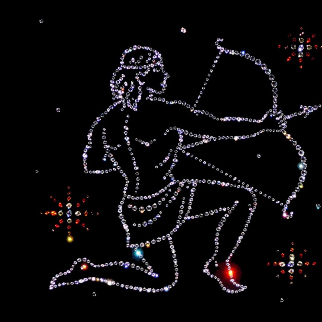 Блестящий знак зодиака стрелец на черном фоне