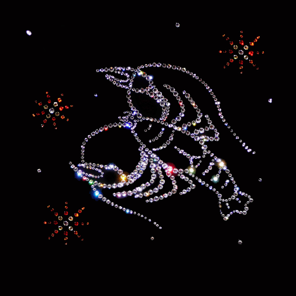 Блестящий знак зодиака рак на черном фоне