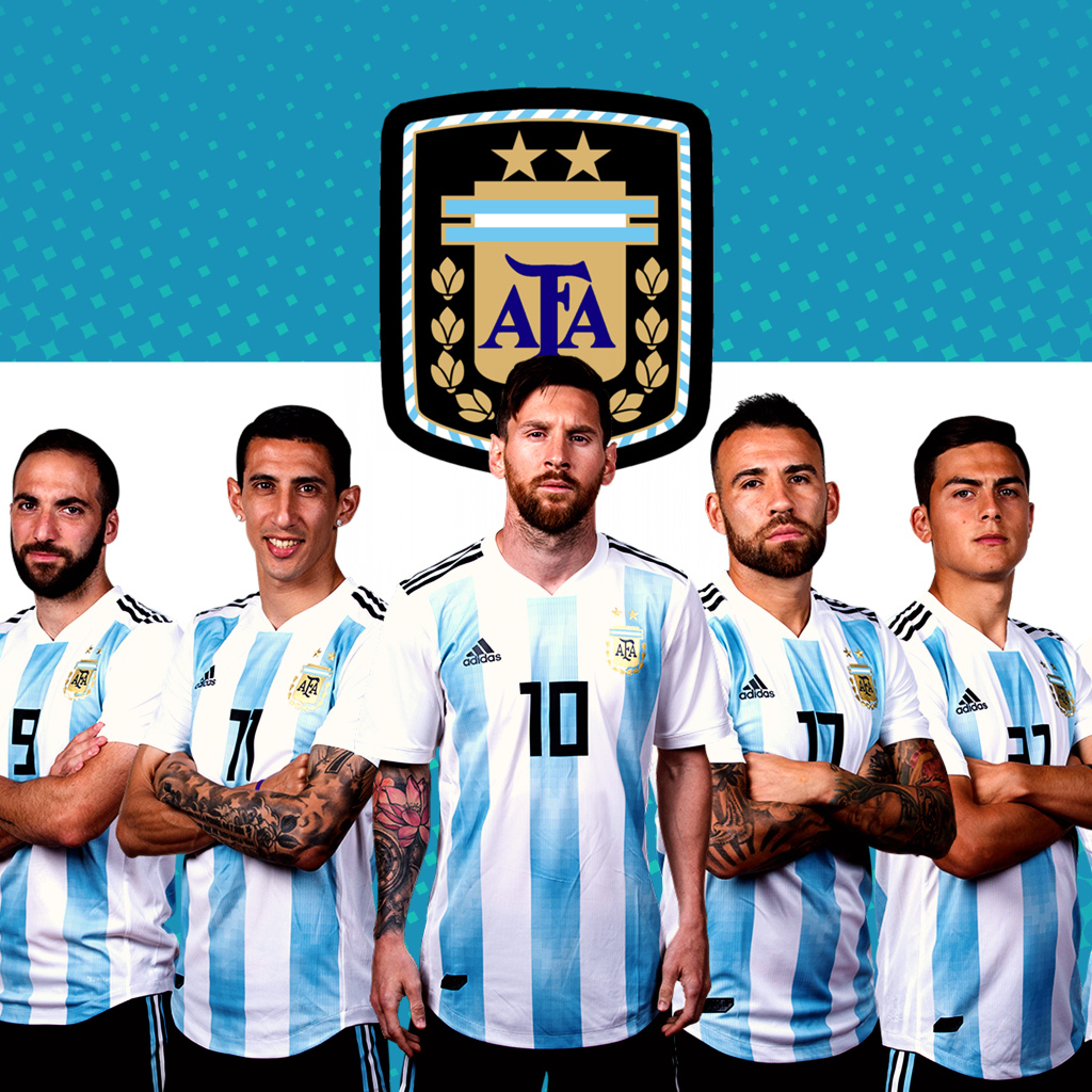 Argentina national football team on flag background