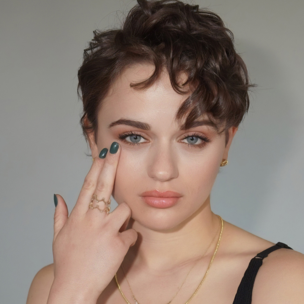 Красивая девушка с короткой стрижкой, актриса Джои Кинг