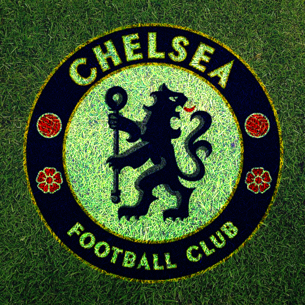 Chelsea football club logo on green grass