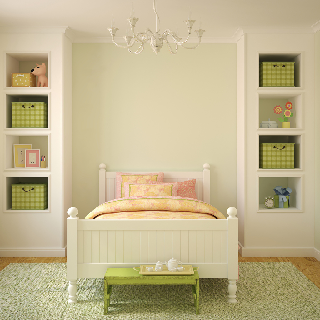 Детская комната с кроватью и шкафом