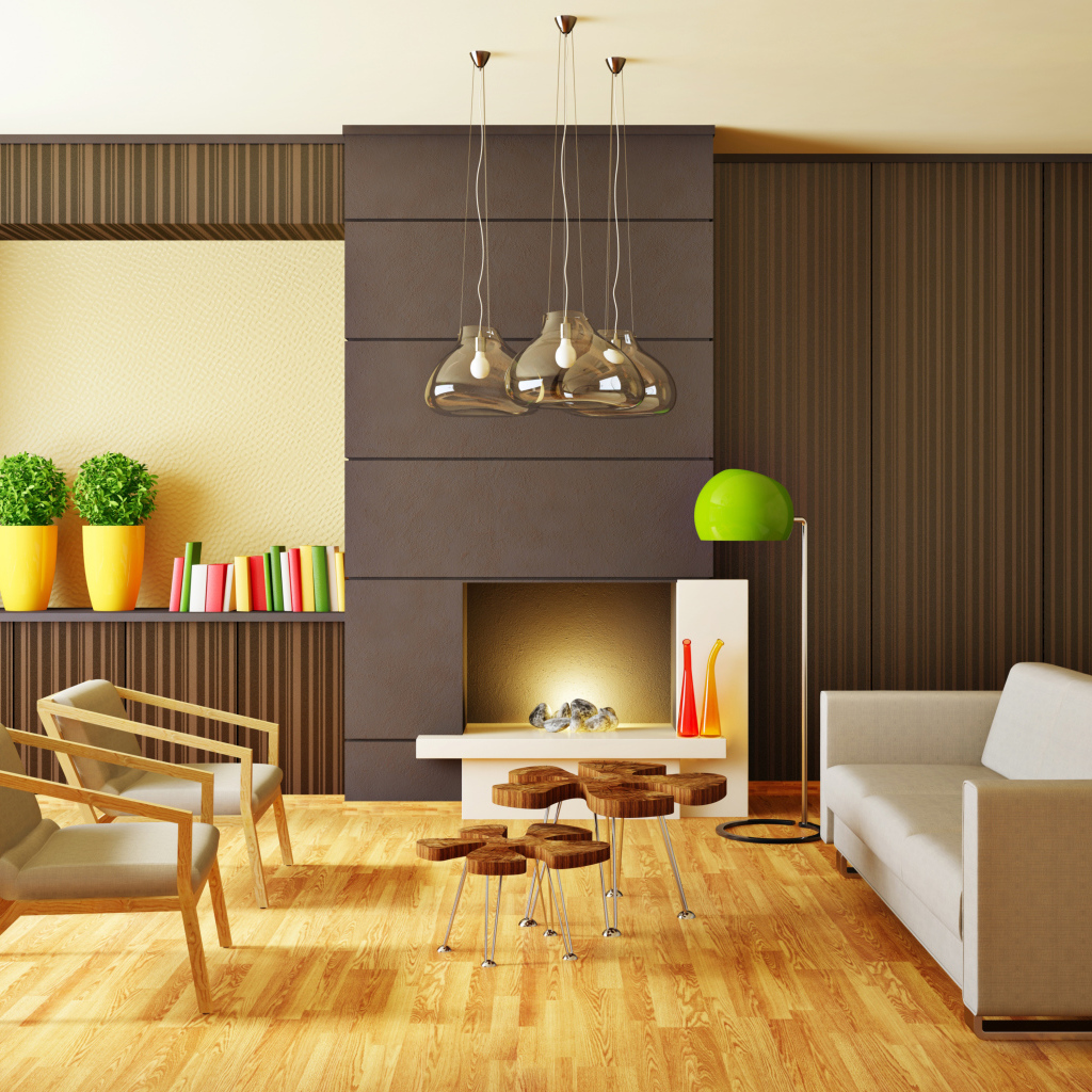 Минималистический интерьер с кожаной мебелью 