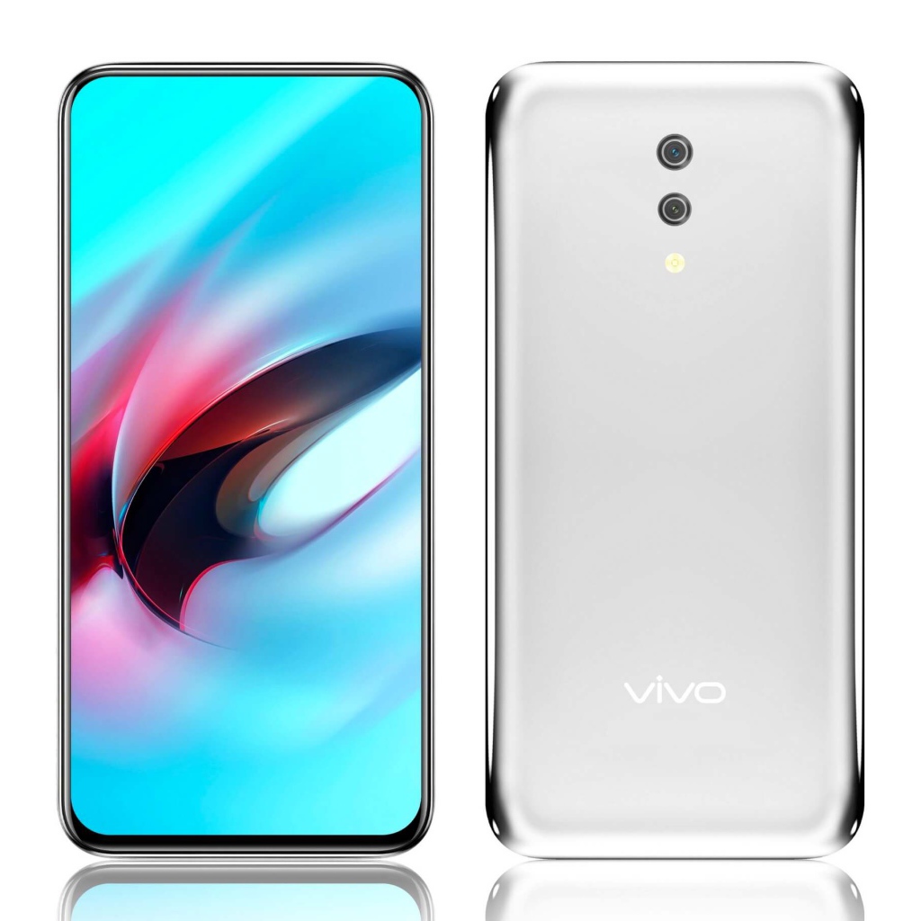 Смартфон Vivo APEX на белом фоне, 2019 года