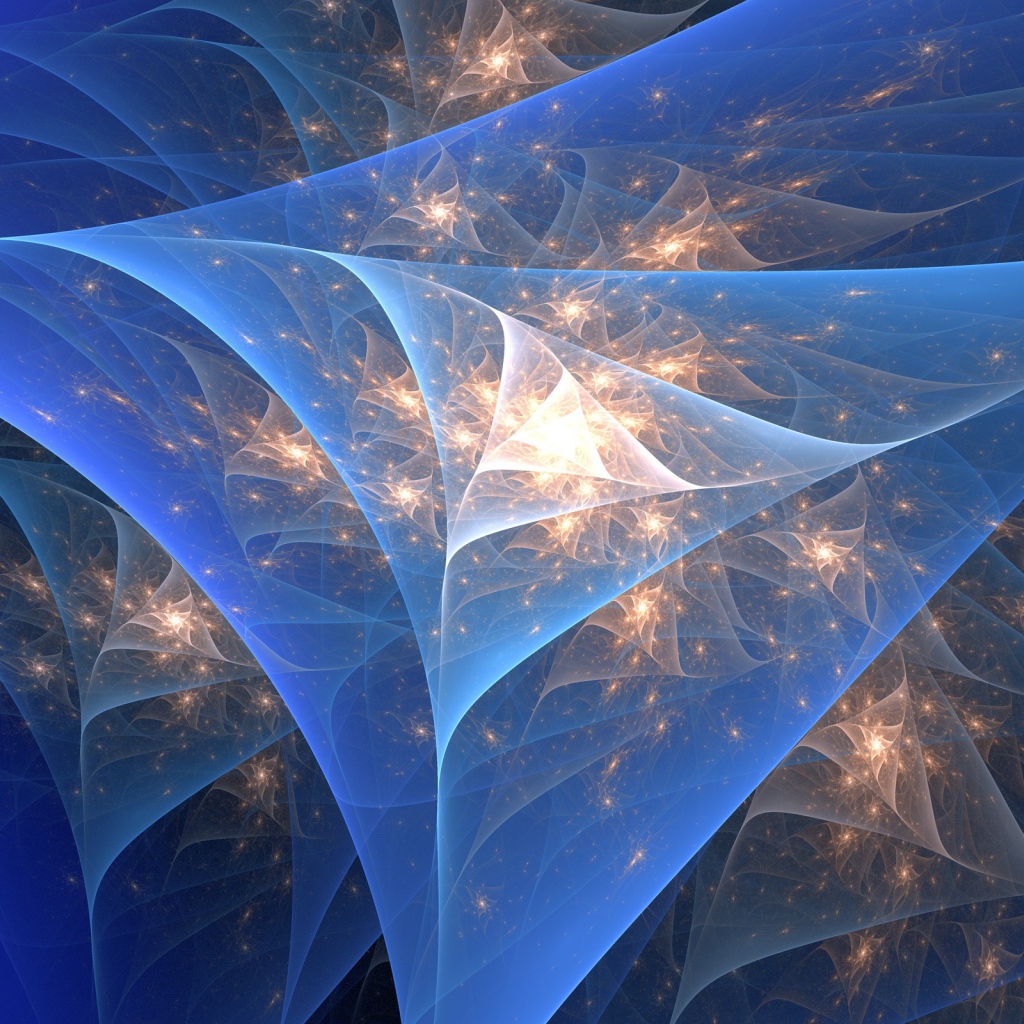 Абстрактные фрактальные неоновые треугольники 