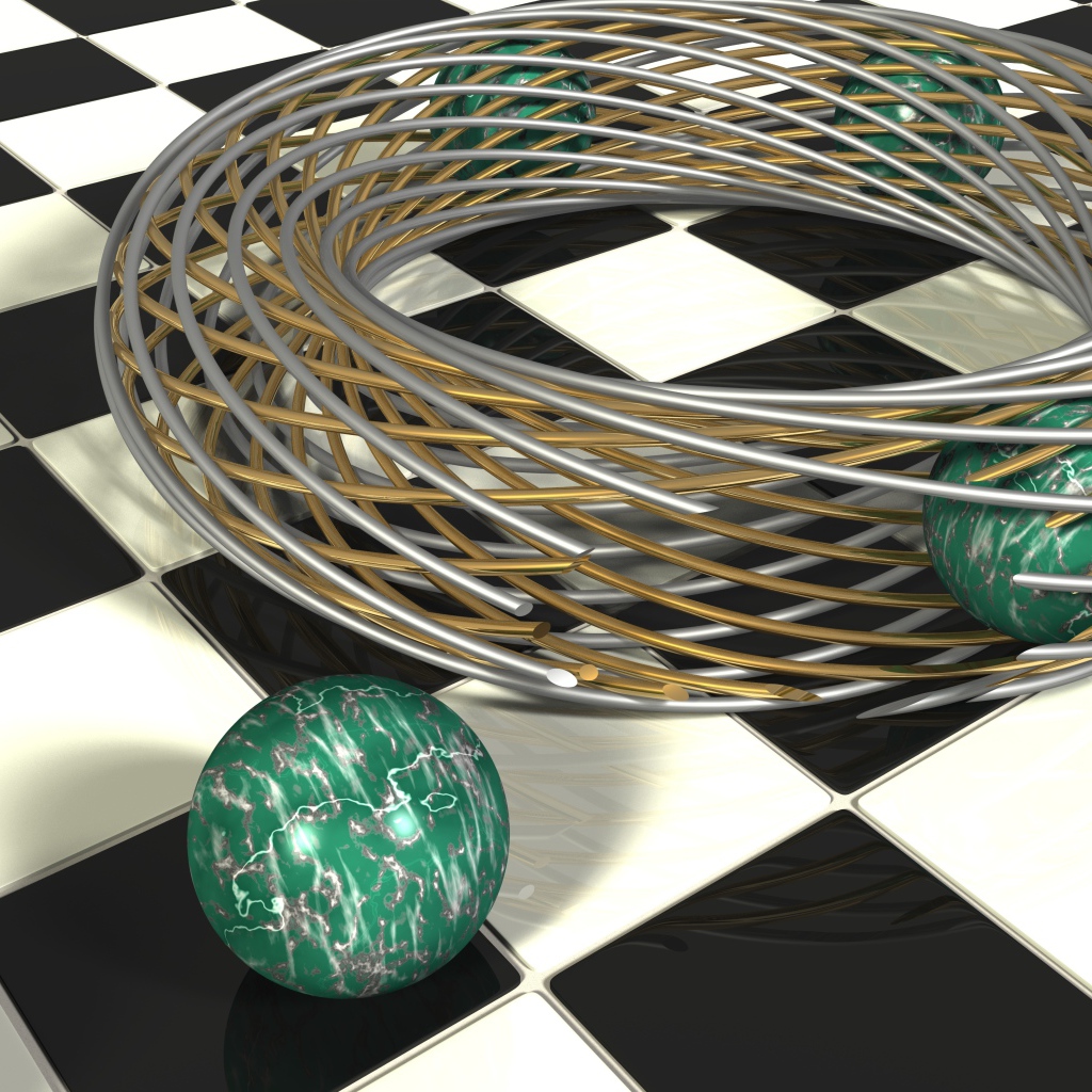 Шары в проволоке на шахматной доске