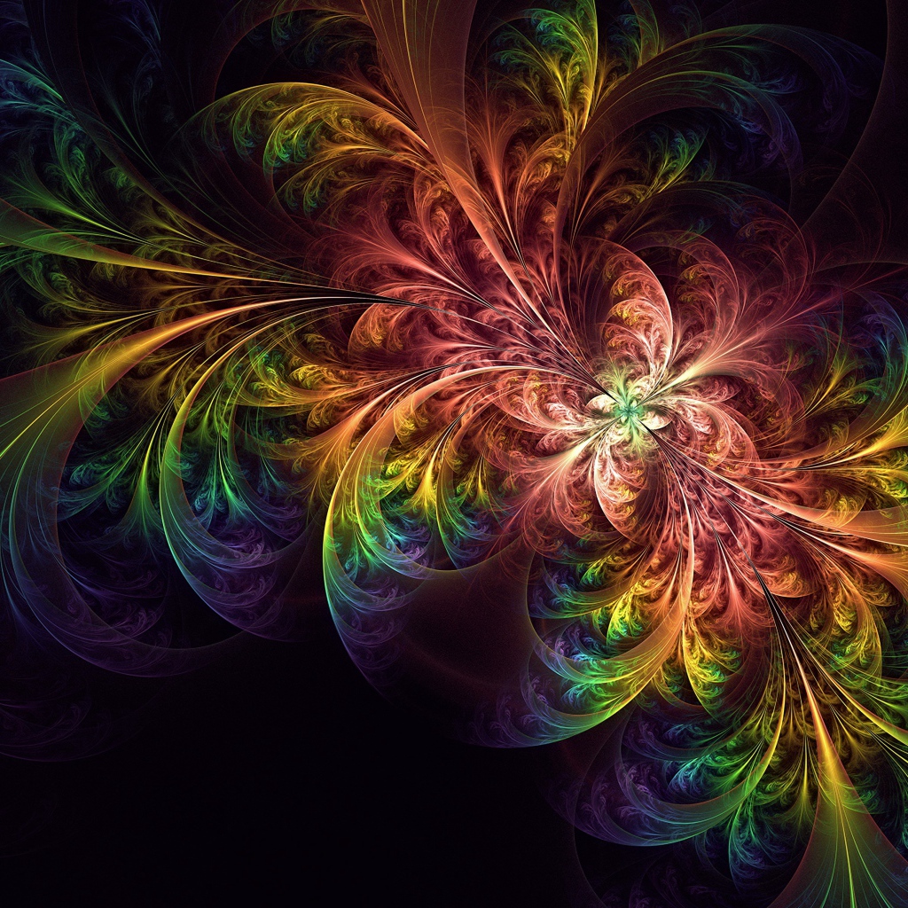 Красивый разноцветный абстрактный рисунок на черном фоне