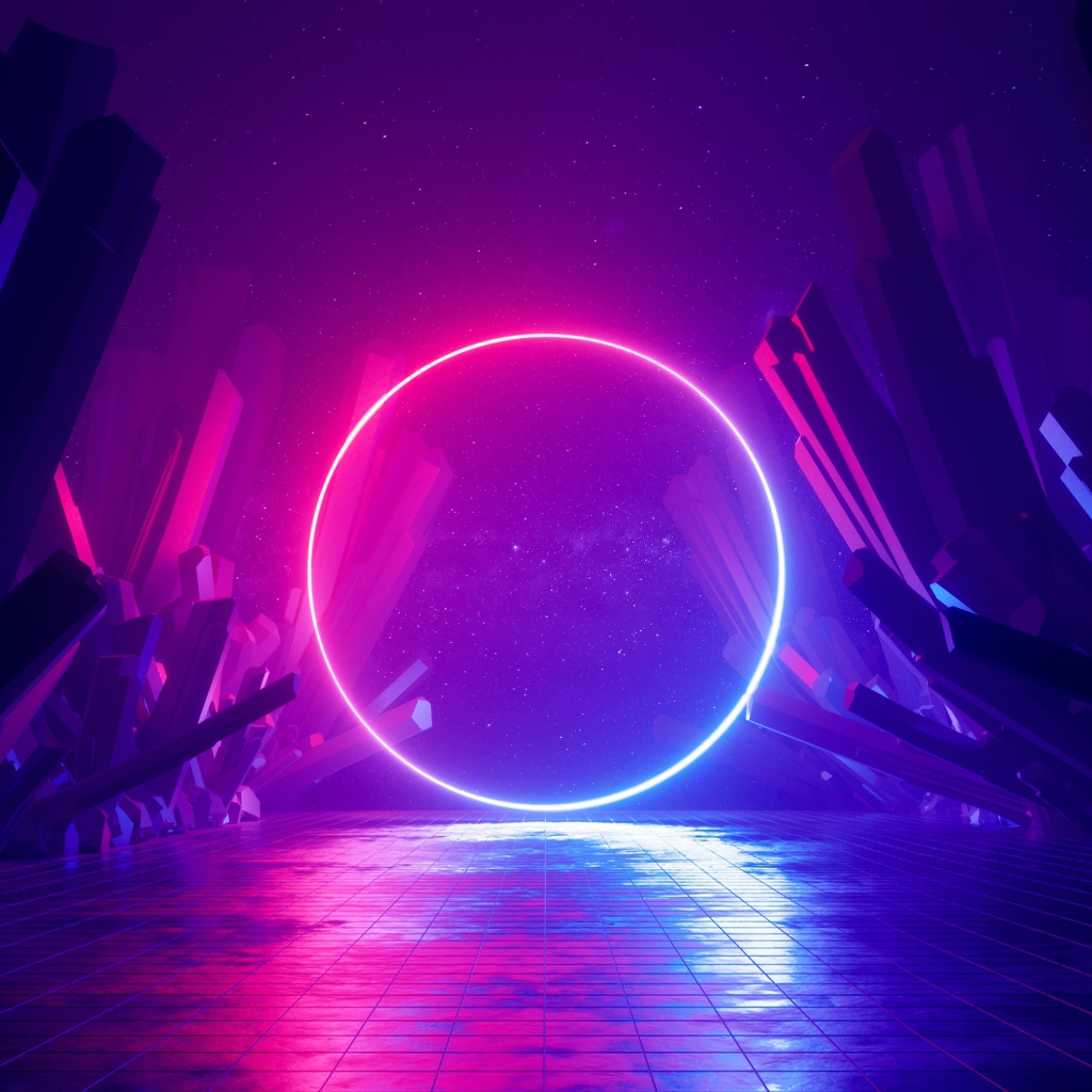 Большой яркий неоновый круг 