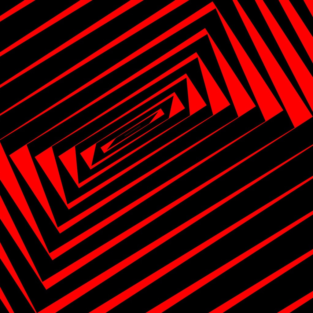 Черные и красные спиральные линии, иллюзия 