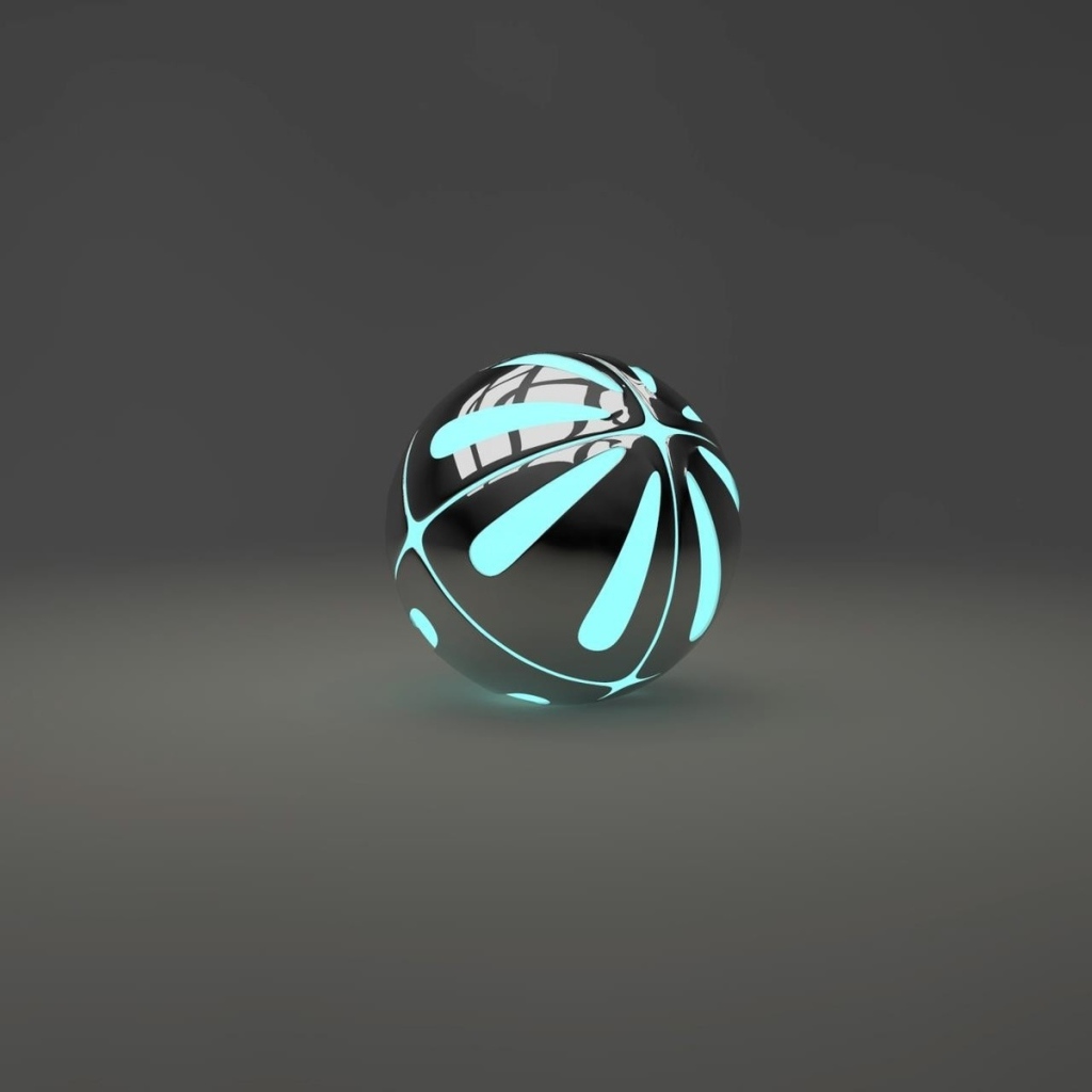 Blue with black ball on gray background
