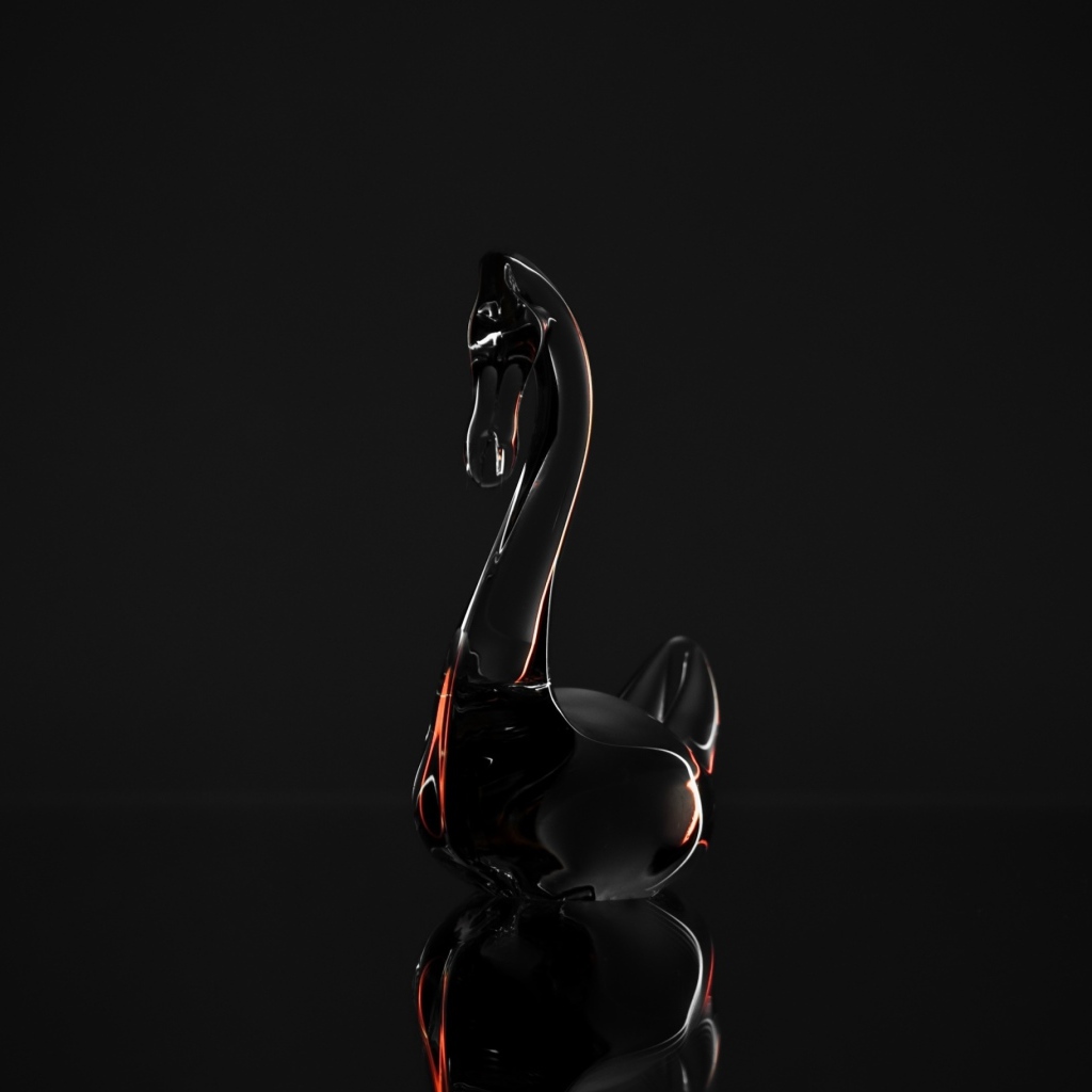 Хрустальный гусь на сером фоне 3д графика