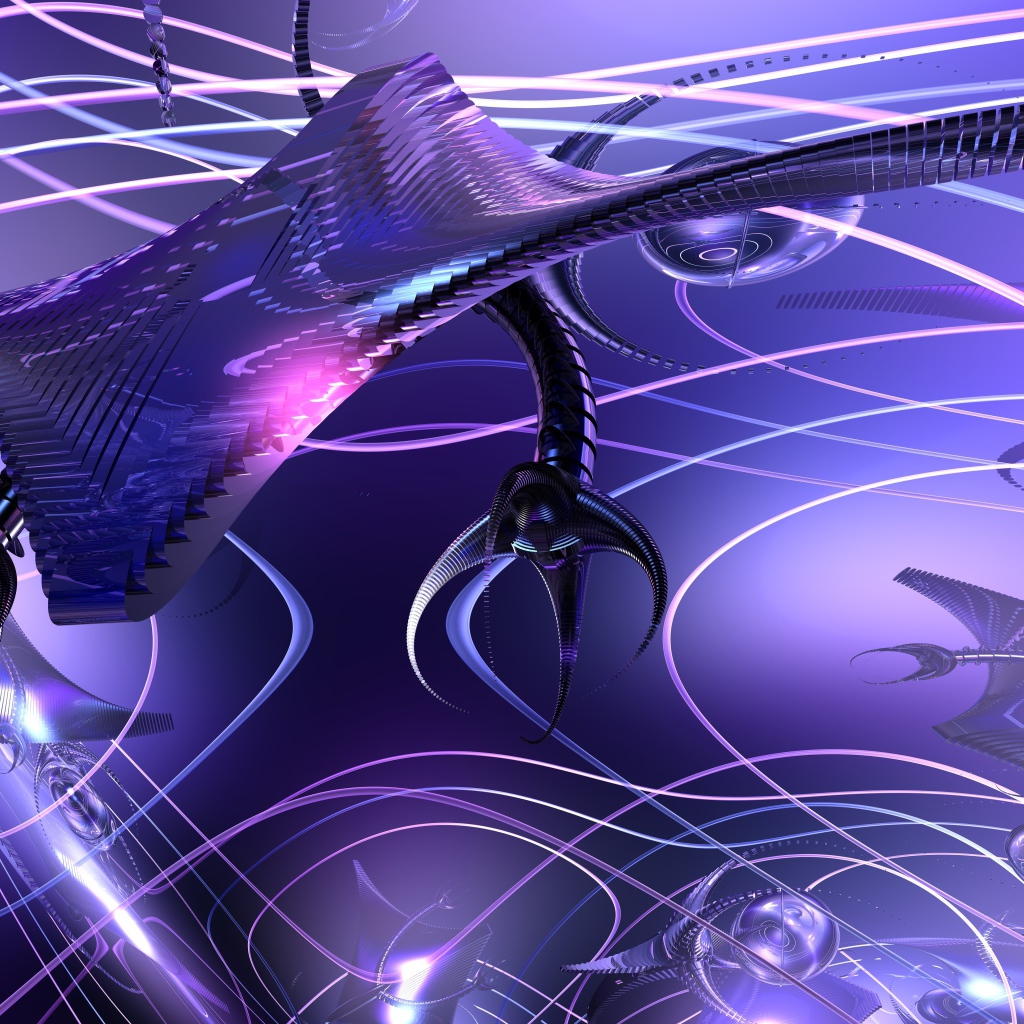 Футуристический 3д рисунок с неоновым светом