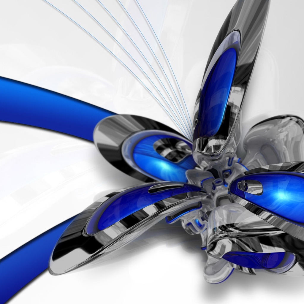 Футуристический серо - голубой цветок 