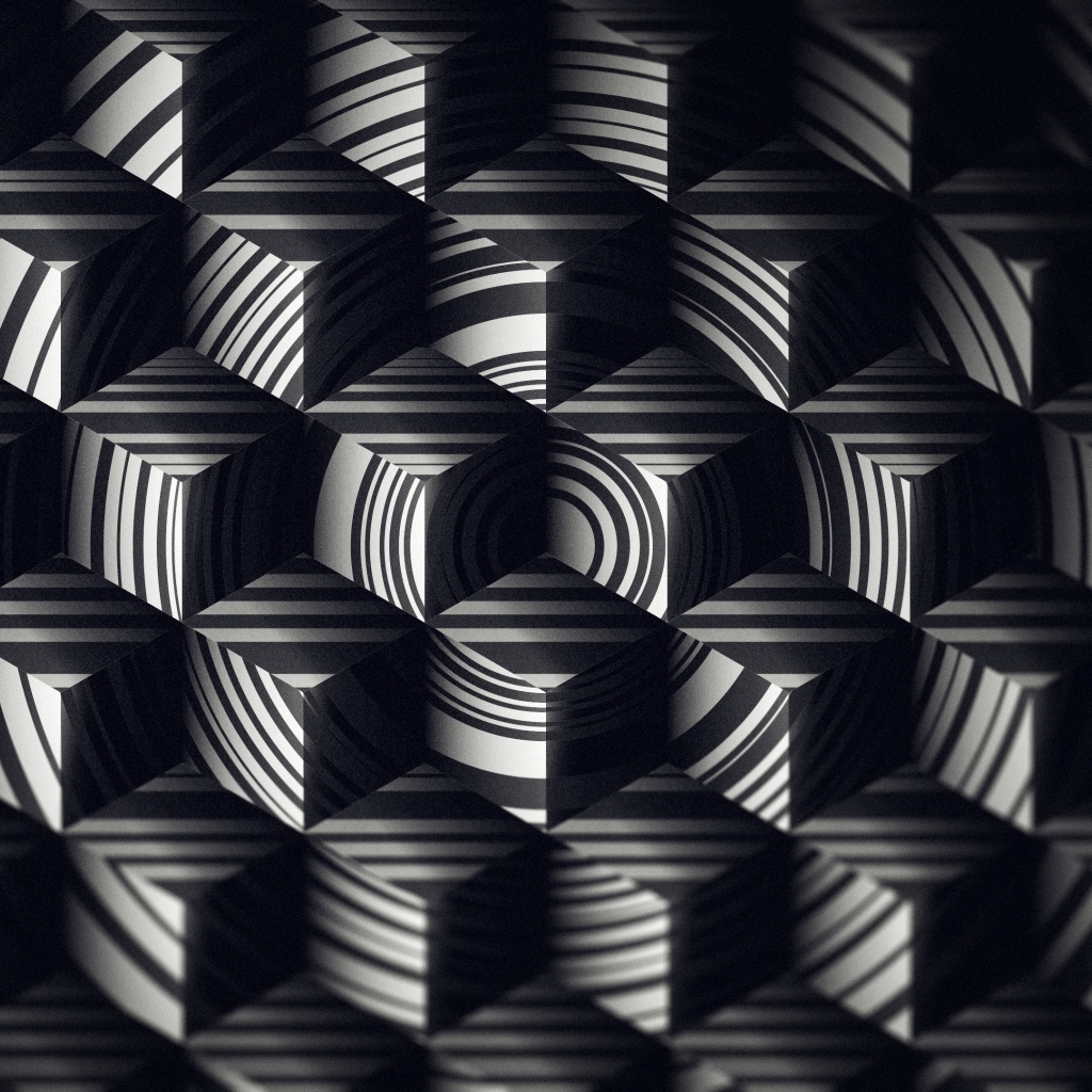 Геометрический черно-белый 3д рисунок 
