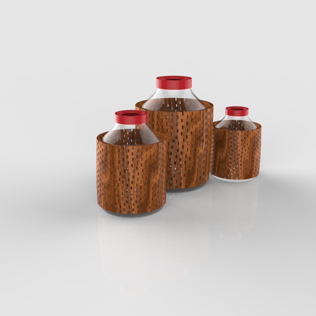 Стеклянные баллоны в деревянном каркасе 3д графика