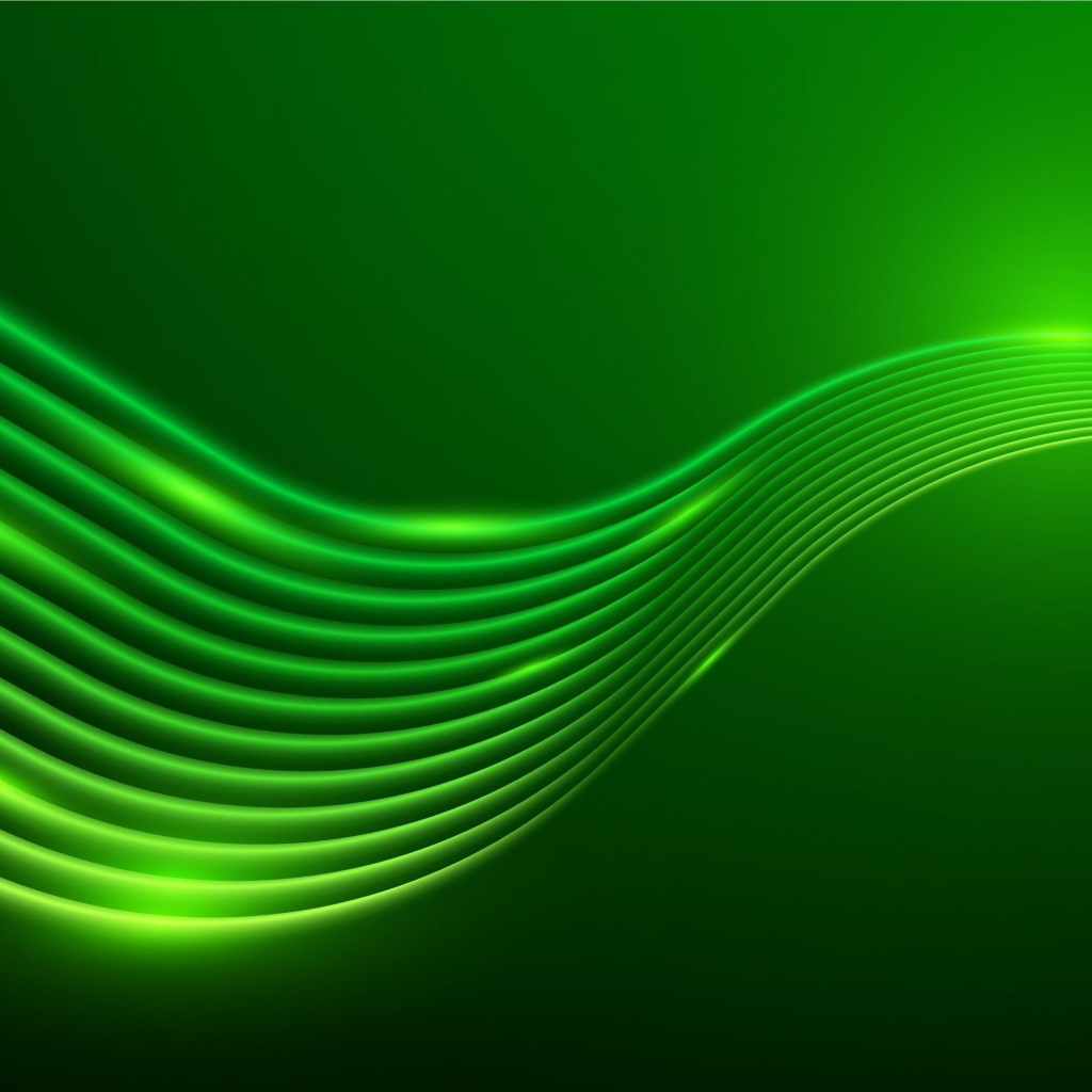 Зеленые неоновые волны на зеленом фоне