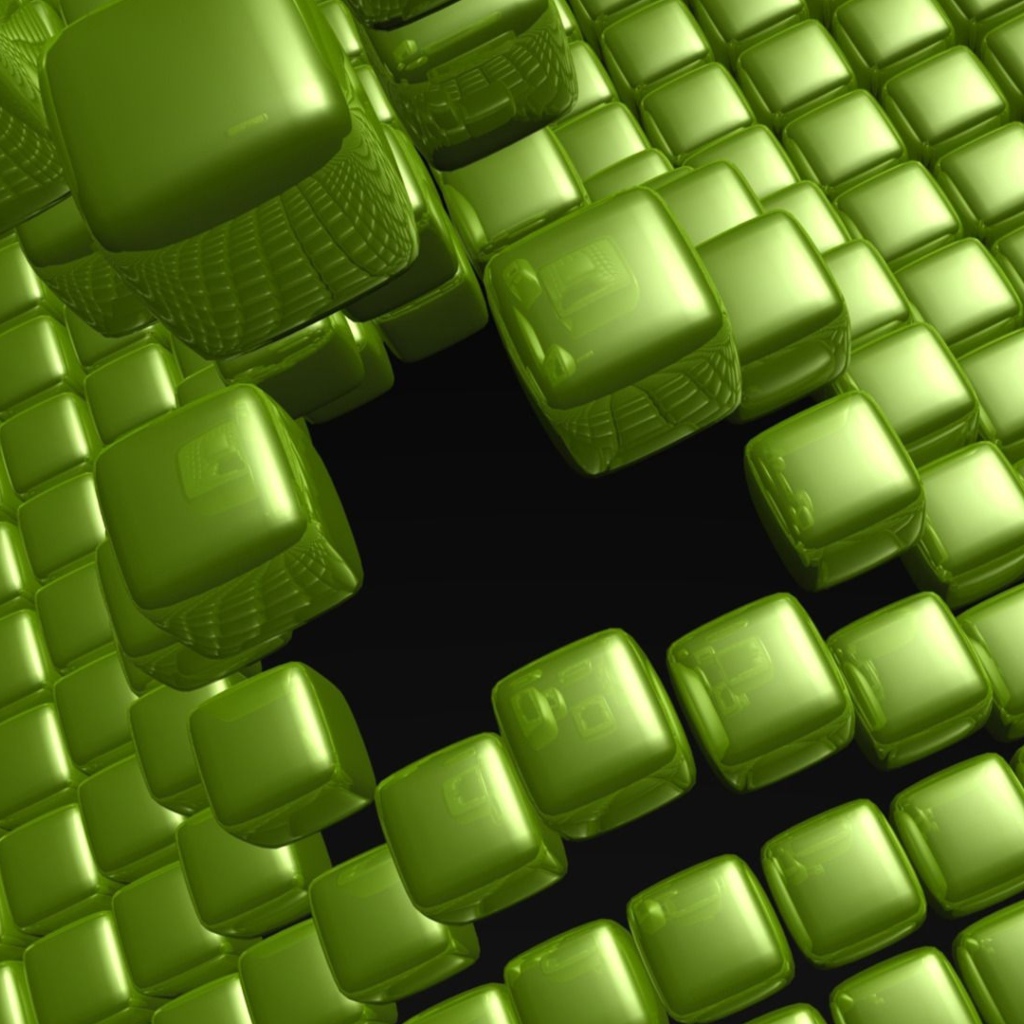 Зеленые квадраты в воздухе, 3д графика