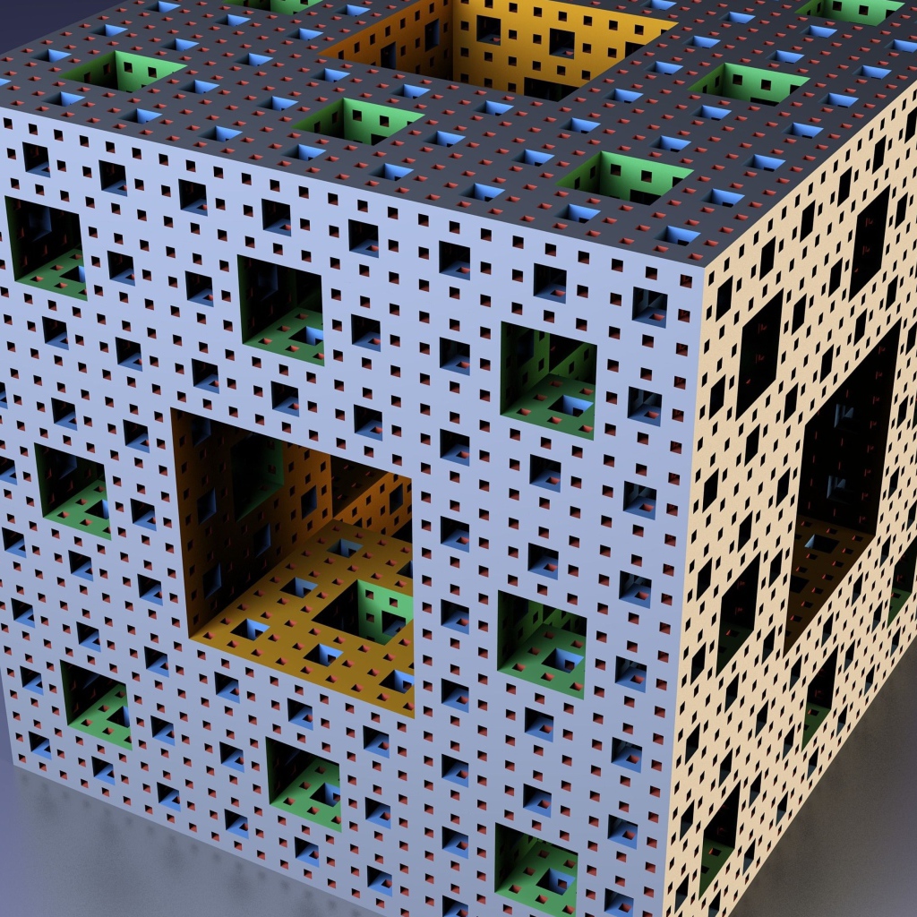 Большой 3д куб на сером фоне 