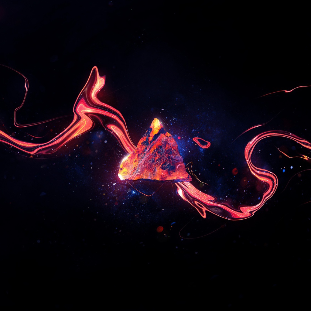 Треугольник из магмы на синем фоне