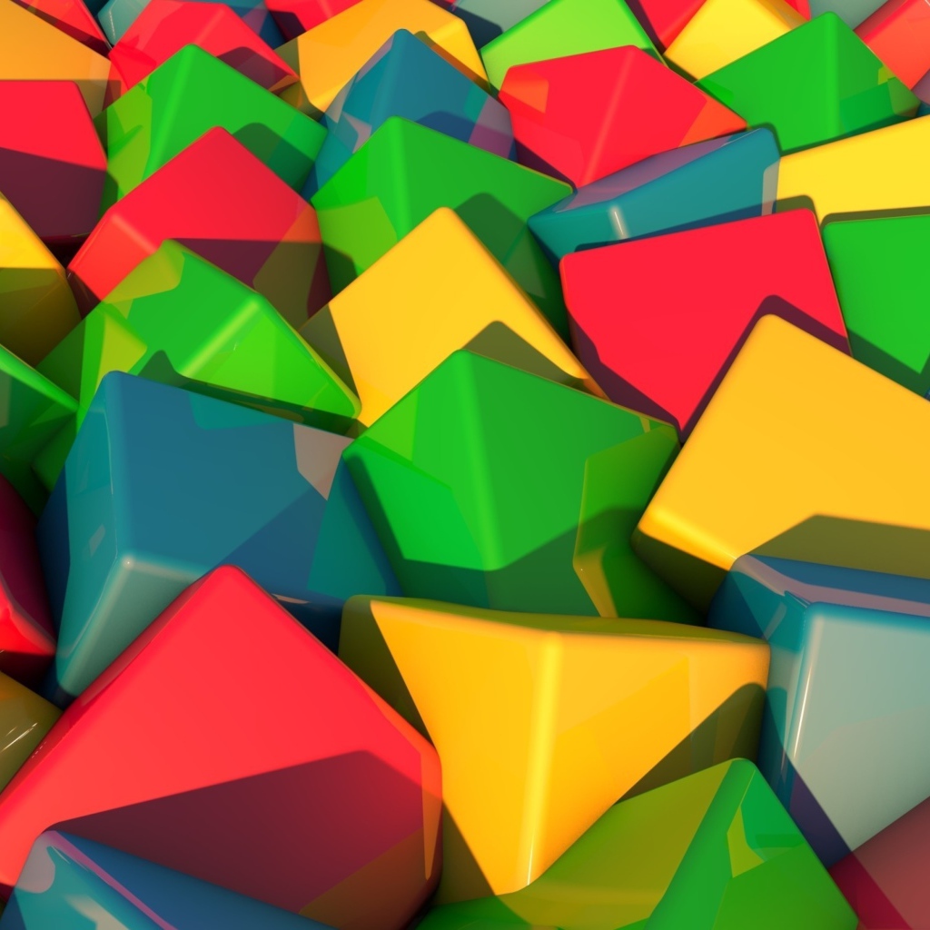 Много разноцветных пластмассовых кубиком