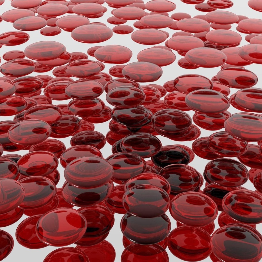 Много красных 3д капель в воздухе