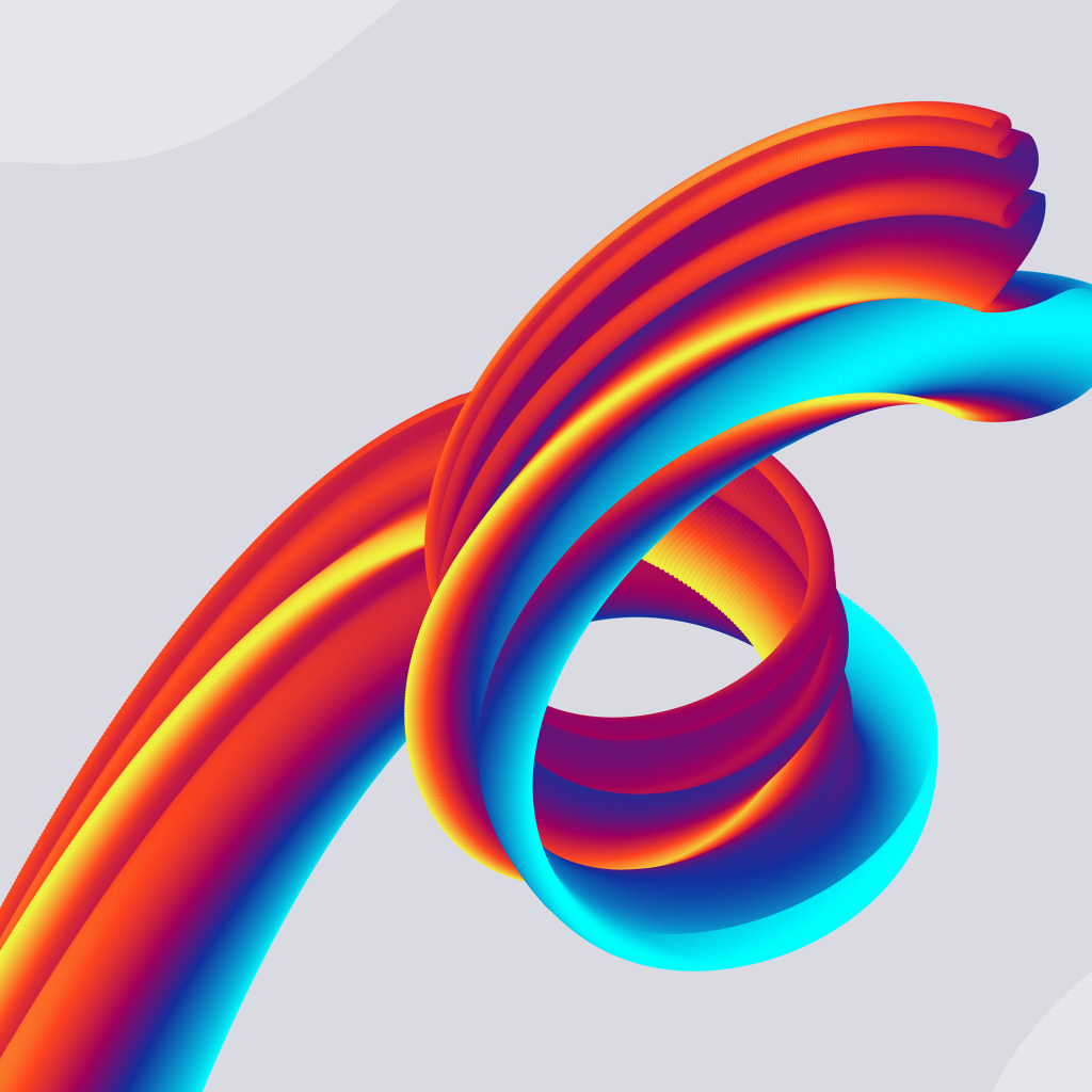 Разноцветные абстрактные волны на сером фоне