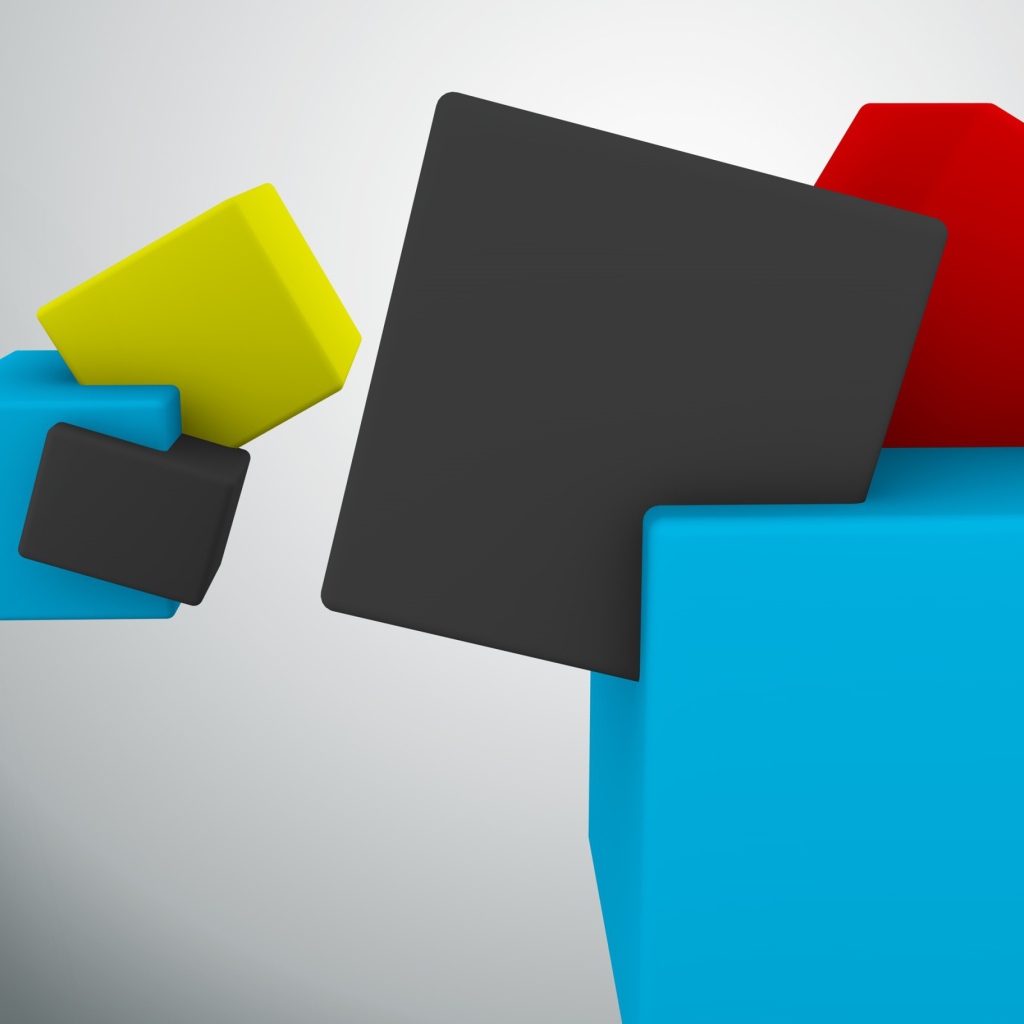 Разноцветные кубы на сером фоне