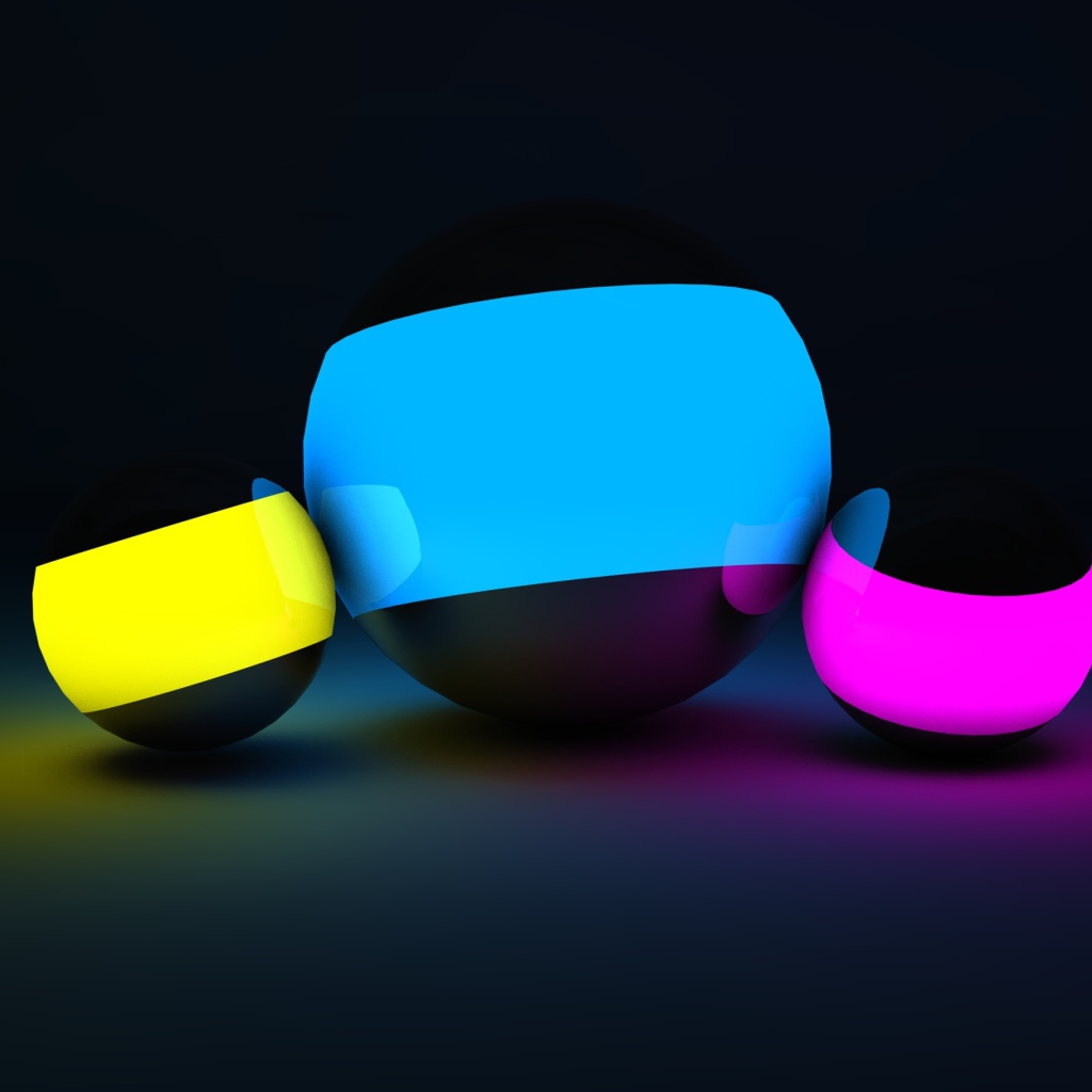 Разноцветные неоновые 3д шары на черном фоне