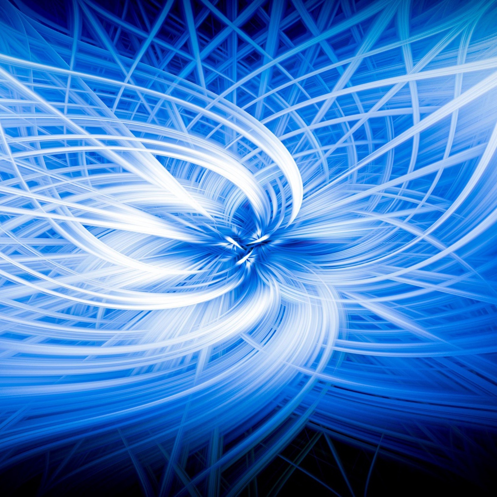 Неоновый голубой абстрактный цветок на черном фоне