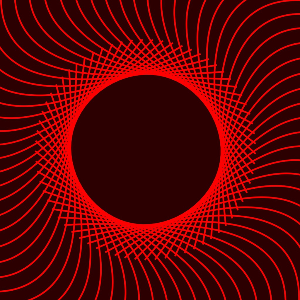 Красный абстрактный круг с линиями 
