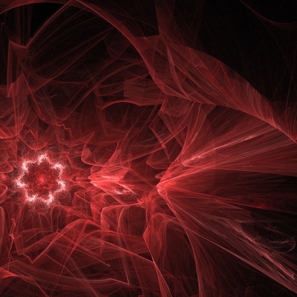 Красный фрактальный рисунок на черном фоне 