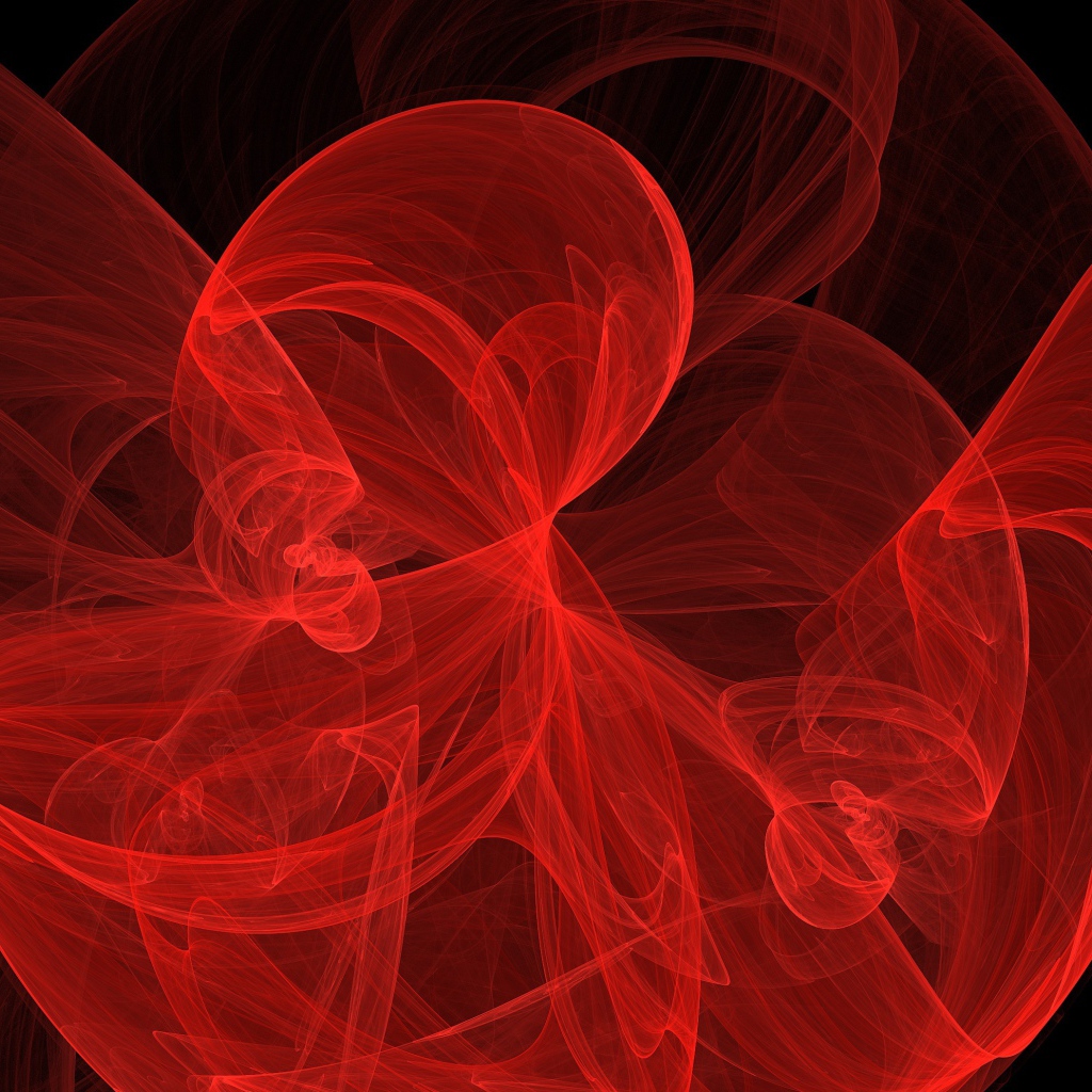 Красный фрактальный узорный рисунок на черном фоне