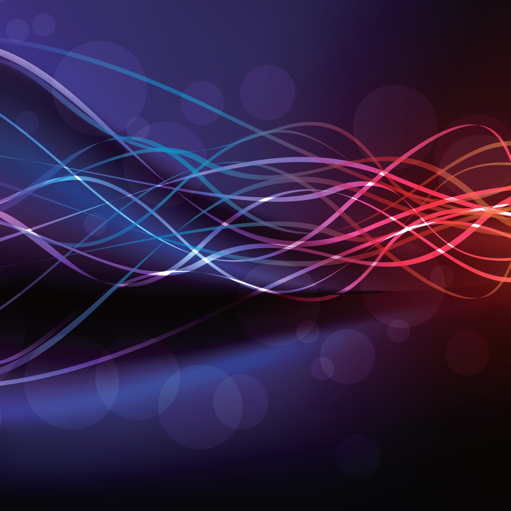 Тонкие неоновые волны на фиолетовом фоне 
