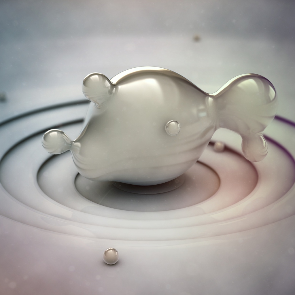 Фигура рыбы из серой субстанции, 3д графика