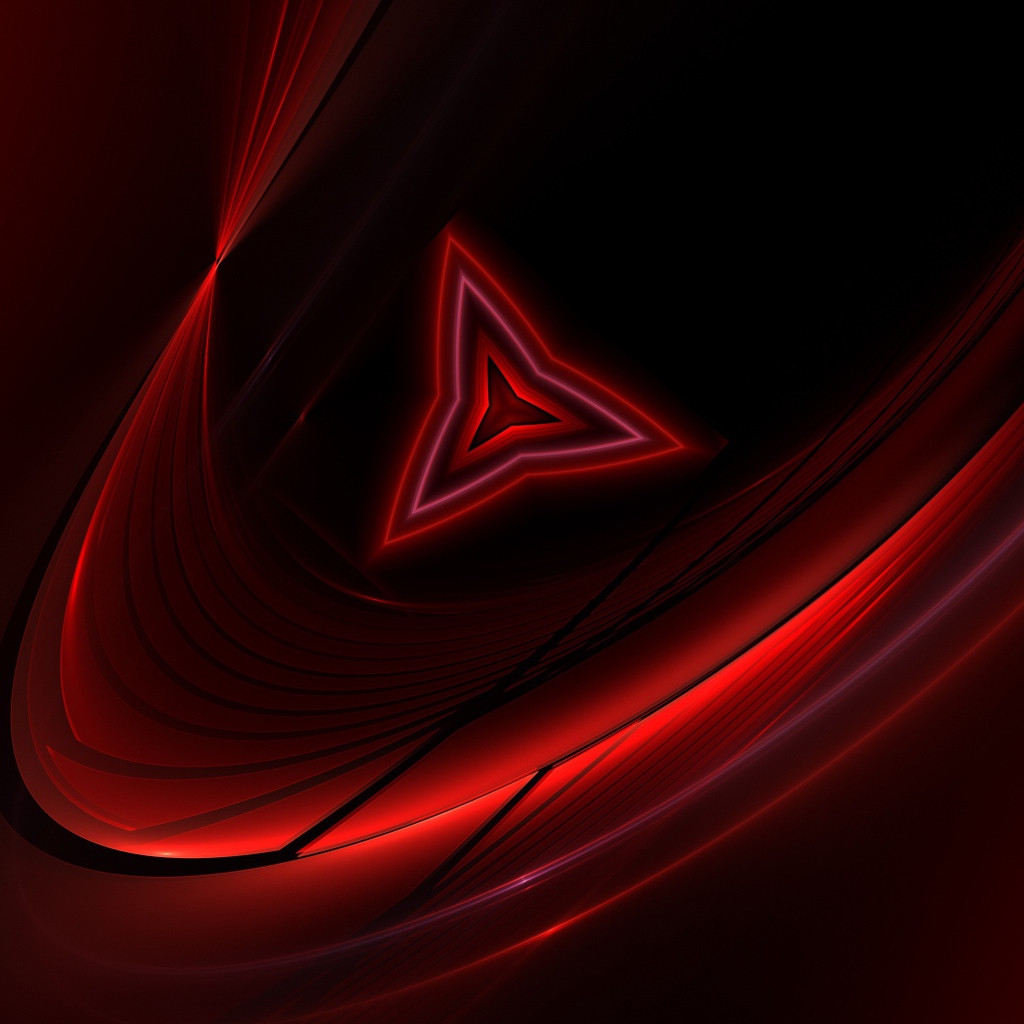 Трехгранный абстрактный  символ на красном фоне 