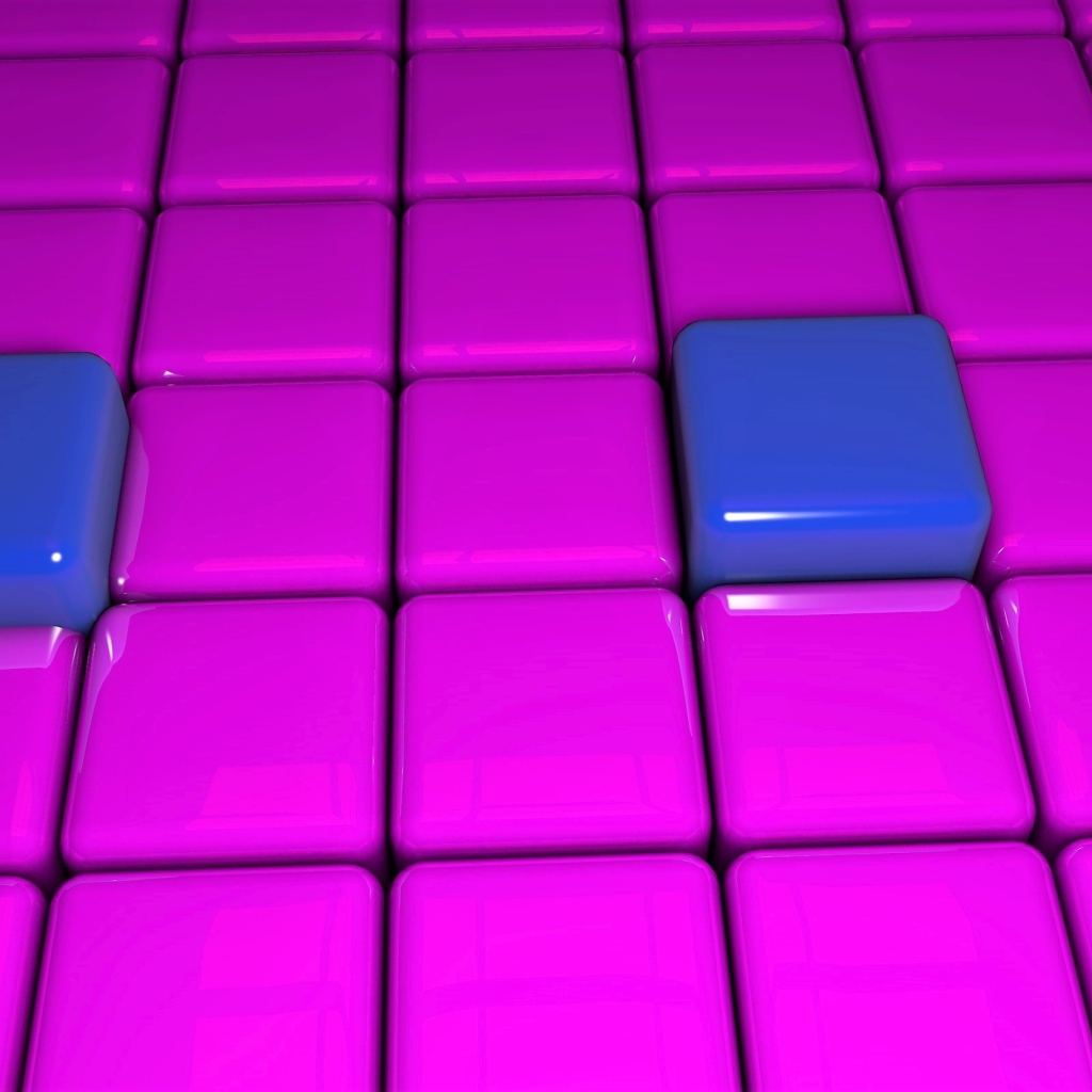Два  синих куба с розовыми 3д графика 