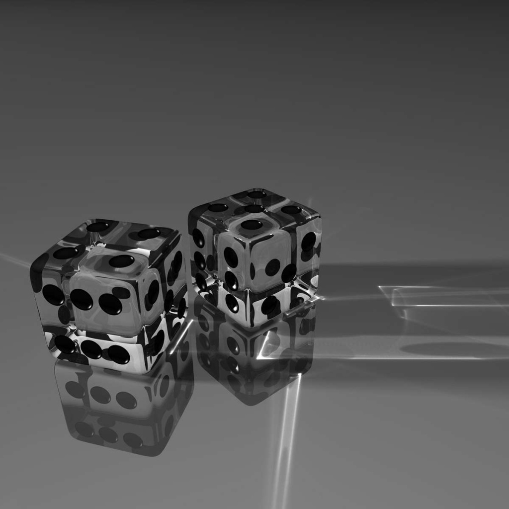 Два стеклянных кубика на сером фоне 3д графика